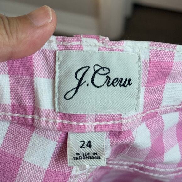 J.Crew Pink Gingham Jeans Vintage Straight AJ488 24" Valentine Easter Whimsical - Picture 6 of 6